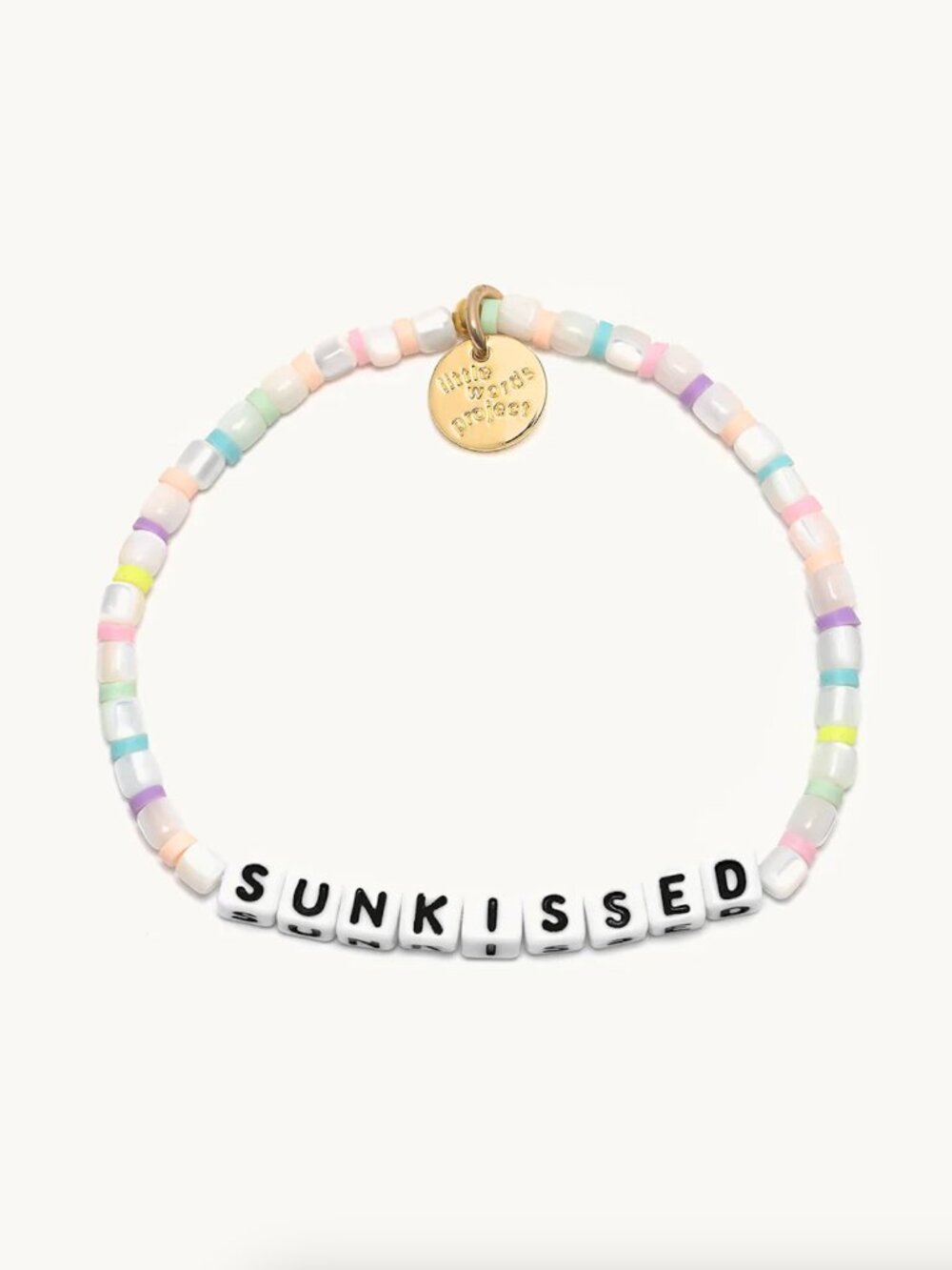 Little Words Project Sunkissed Sunrise Beaded Elastic Bracelet Pastel & White